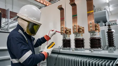 Testing 3 phase phase to phase voltage on heavy distribution transformer bushings with a digital multimeter