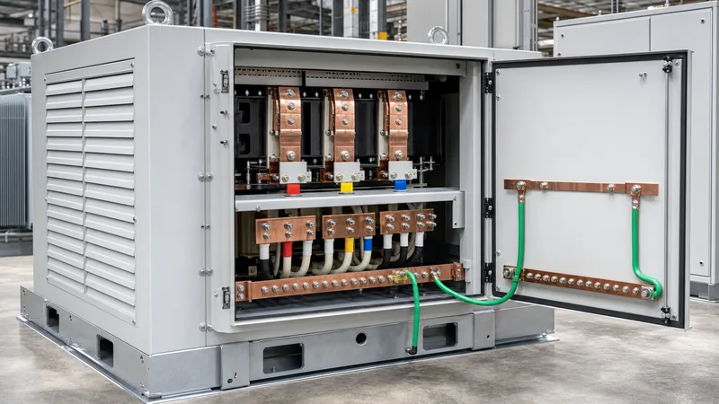 Internal view of three-phase 480 to 208 transformer wiring diagram terminal connections showing H and X lugs