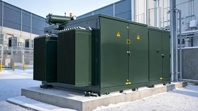 Canadian transformer manufacturers compliant pad-mounted transformer installed on industrial concrete pad