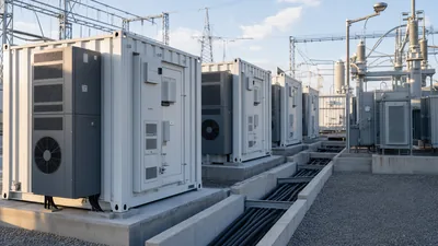 Industrial power bank energy storage container installation at a manufacturing facility