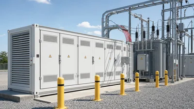 Commercial LFP vs NMC battery storage containers installed at a utility substation
