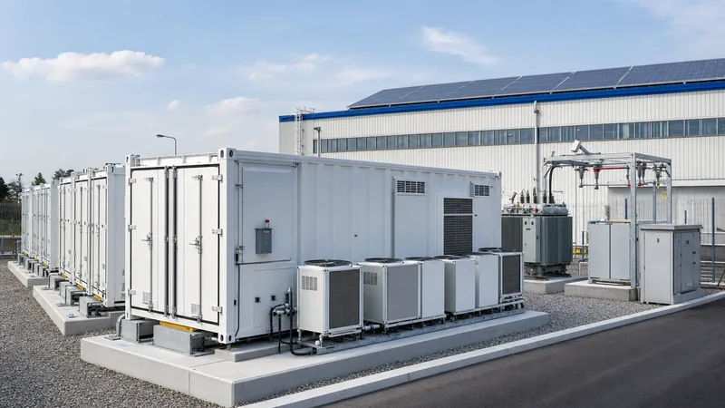 Long term energy storage in plants featuring liquid-cooled BESS containers beside a medium-voltage substation