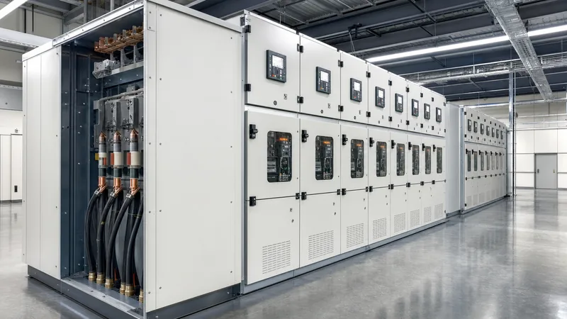 Industrial indoor medium voltage power switchgear lineup and distribution panels