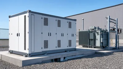 Commercial peak shaving battery energy storage system installed adjacent to an industrial transformer substation