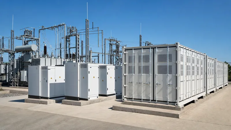 Industrial power conversion system PCS cabinets integrated into a utility scale battery energy storage facility