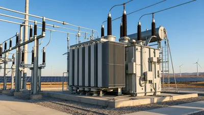 Substation power transformer engineered for renewable energy integration in a utility solar farm.