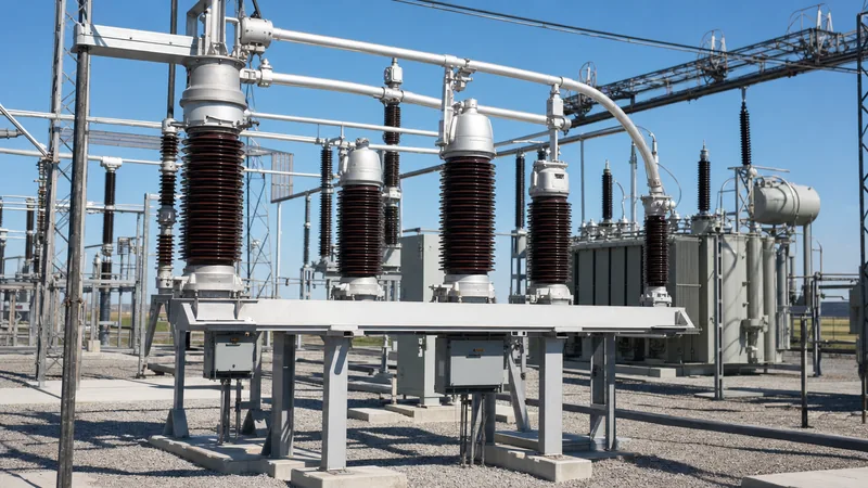 Outdoor 33kV substation breaker installed in an electrical distribution substation