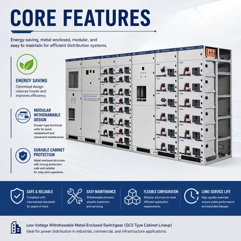 1000V Low Voltage Withdrawable Switchgear Panel (1600A, IP65, Galvanized Steel) — safety and protection features