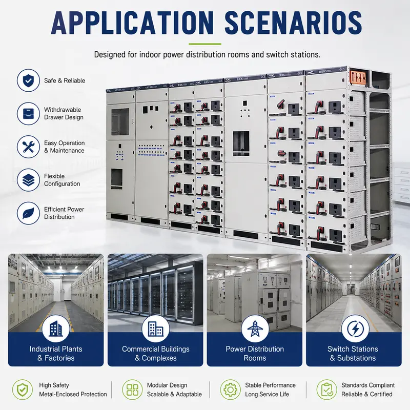 1000V Low Voltage Withdrawable Switchgear Panel (1600A, IP65, Galvanized Steel) — typical application