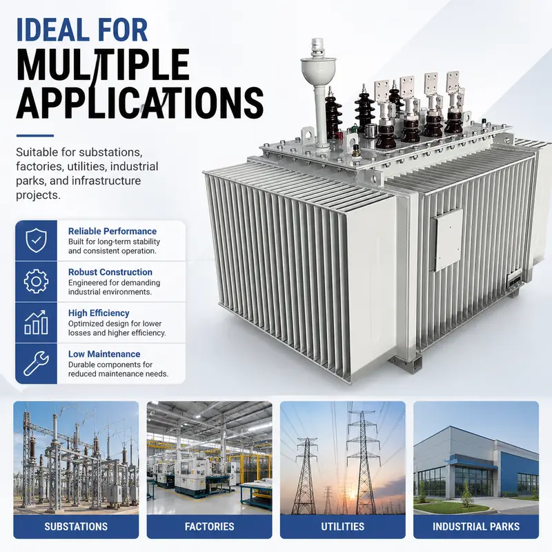 11/33kV to 400/415V Outdoor Three-Phase Oil-Immersed Power Transformer (15kVA–31500kVA) — typical application