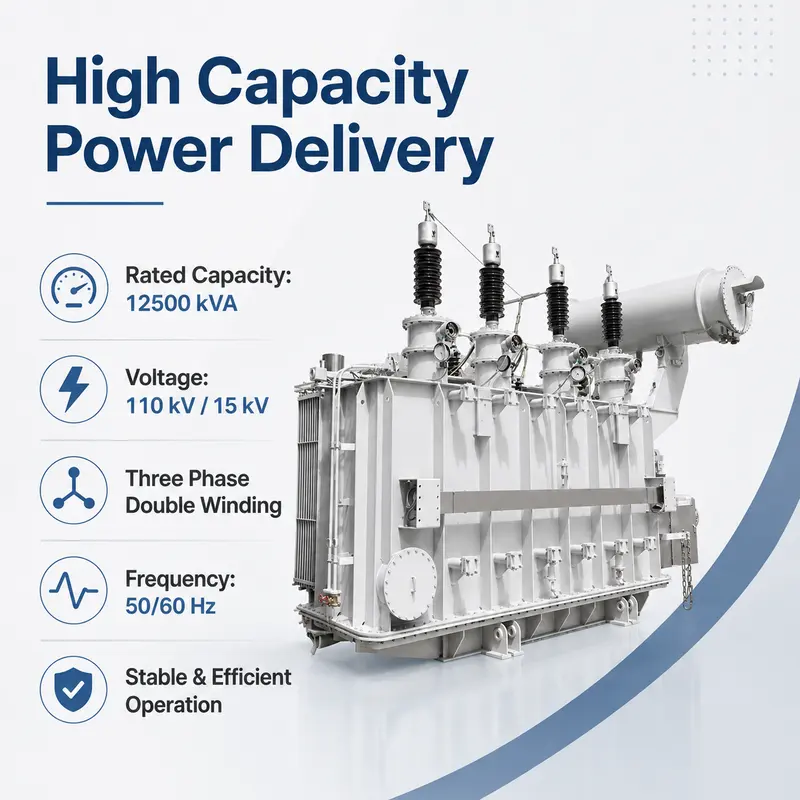 110 kV 12500 kVA Three-Phase Dual-Winding Oil-Immersed Power Transformer — construction and materials detail