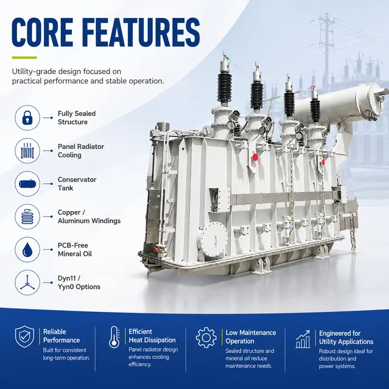 110kV 20MVA Three-Phase Oil-Immersed Power Transformer (110kV / 35kV, Dyn11) — safety and protection features