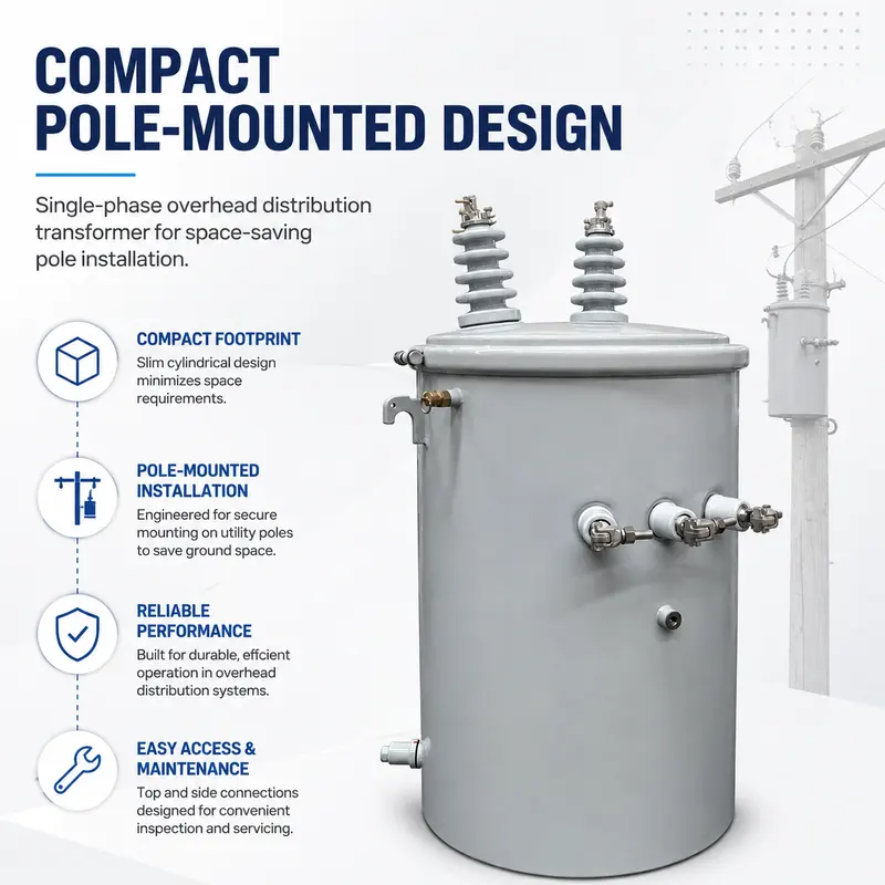15/16/25/37.5/50kVA Single-Phase Pole-Mounted Toroidal-Coil Distribution Transformer — construction and materials detail