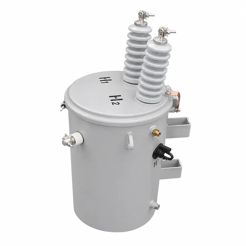 15–333 kVA Single-Phase Oil-Filled Pole-Mounted Distribution Transformer — product photo on white background