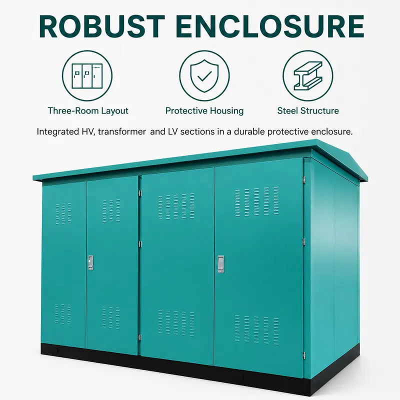 1600 kVA 12/0.4 kV Compact Box Substation — construction and materials detail