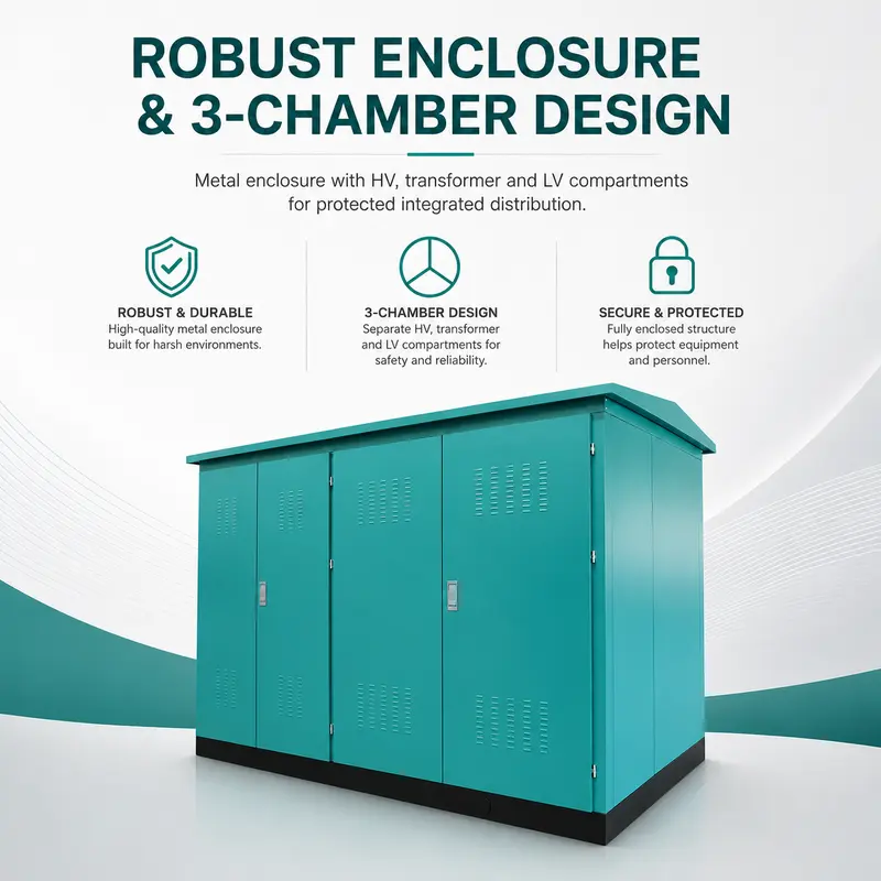 200 kVA 15/0.4 kV Compact Box-type Substation — construction and materials detail