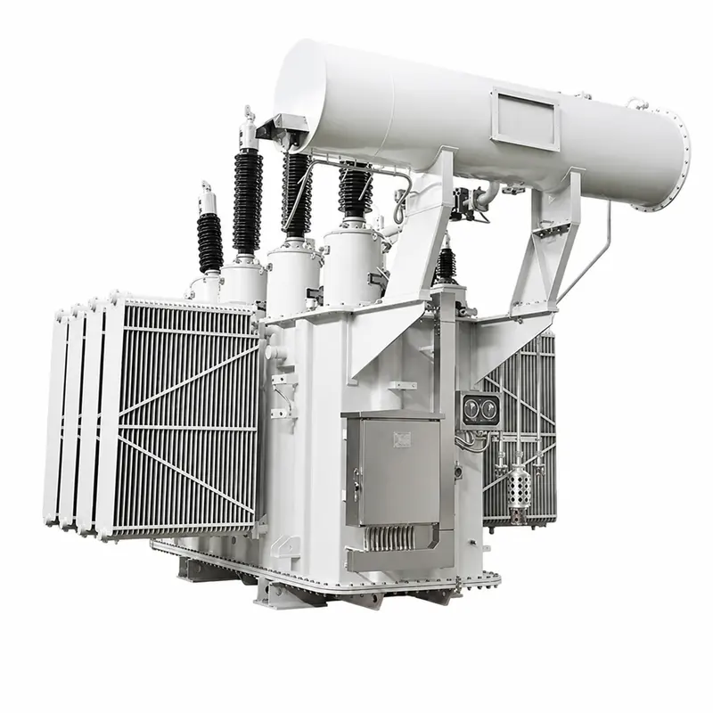 220/230kV Three-Phase Oil-Immersed Power Transformer (31500–420000kVA, 50/60Hz) — product photo on white background