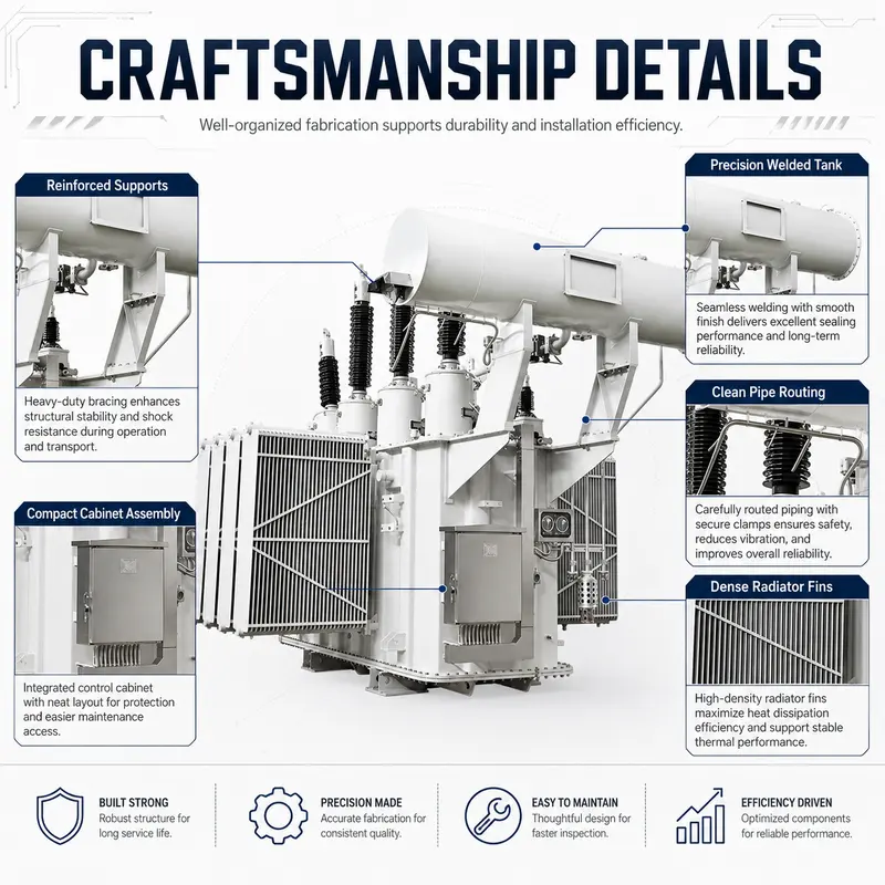 220/230kV Three-Phase Oil-Immersed Power Transformer (31500–420000kVA, 50/60Hz) — workmanship detail