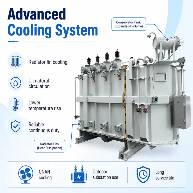32 / 40 / 50 MVA Oil-Immersed Power Transformer 110–115 kV to 10.5 kV — specification and nameplate detail
