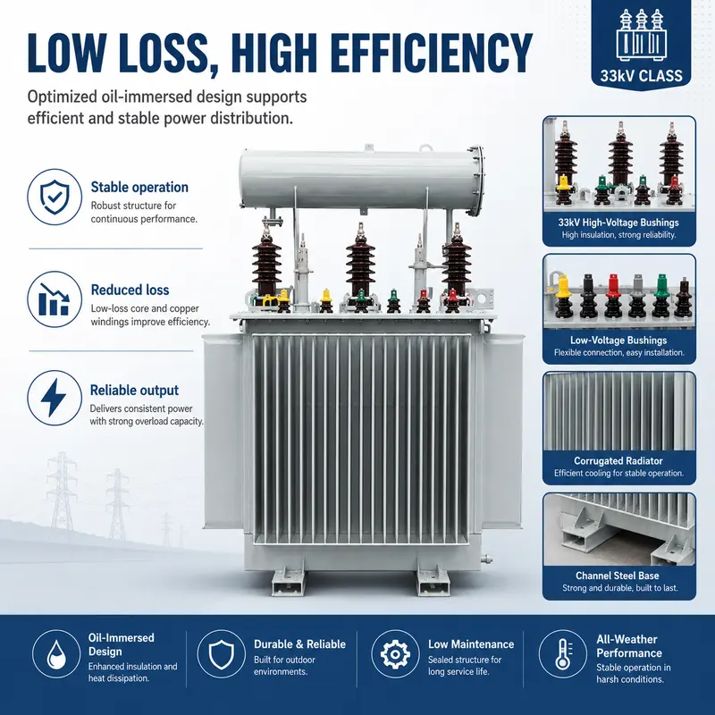 33kV 1250kVA & 1600kVA Three-Phase Outdoor Oil-Immersed Power Transformer (Copper) — safety and protection features