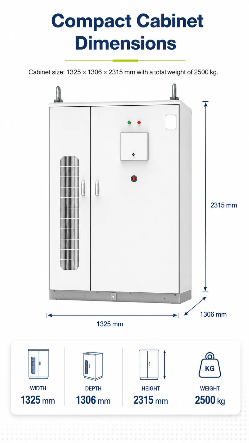 372kWh Liquid-Cooled Outdoor Cabinet — Integrated Lithium Battery Energy Storage System — dimensions and layout