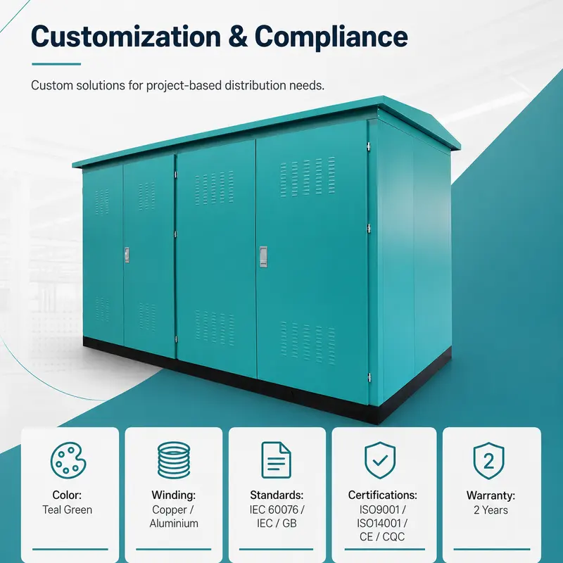 630 kVA 33 kV Compact Power Distribution Substation — customisation options