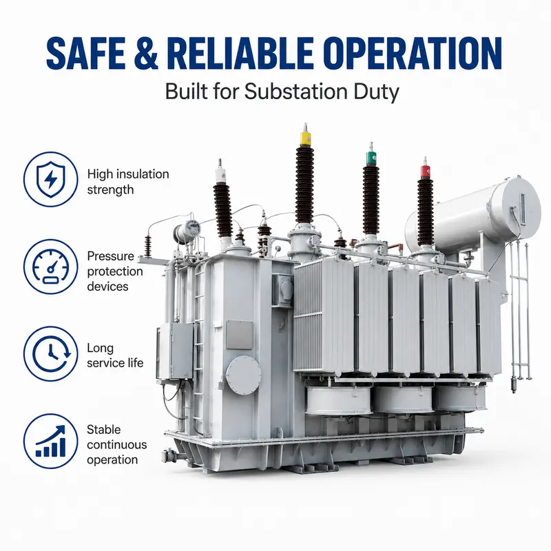 66 / 220 kV Three-Winding Oil-Immersed Substation Power Transformer — safety and protection features