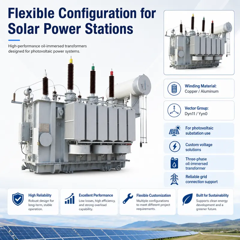 66 kV 2 MVA Step-Up Oil-Immersed Power Transformer for Photovoltaic — typical application