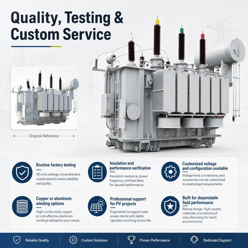 66 kV 2 MVA Step-Up Oil-Immersed Power Transformer for Photovoltaic — customisation options