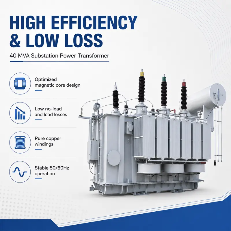 66 kV Oil-Immersed Pure-Copper Solar PV Power Transformer (40 MVA) — specification and nameplate detail