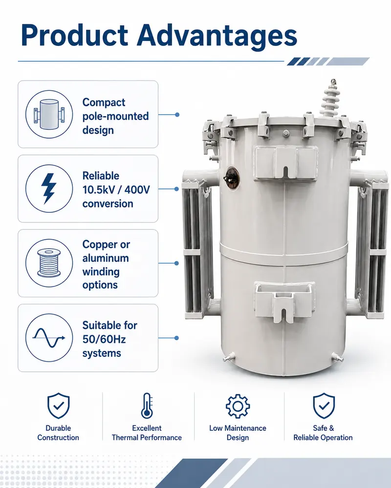 75 kVA & 100 kVA Single-Phase Oil-Filled Pole-Mounted Transformer — customisation options