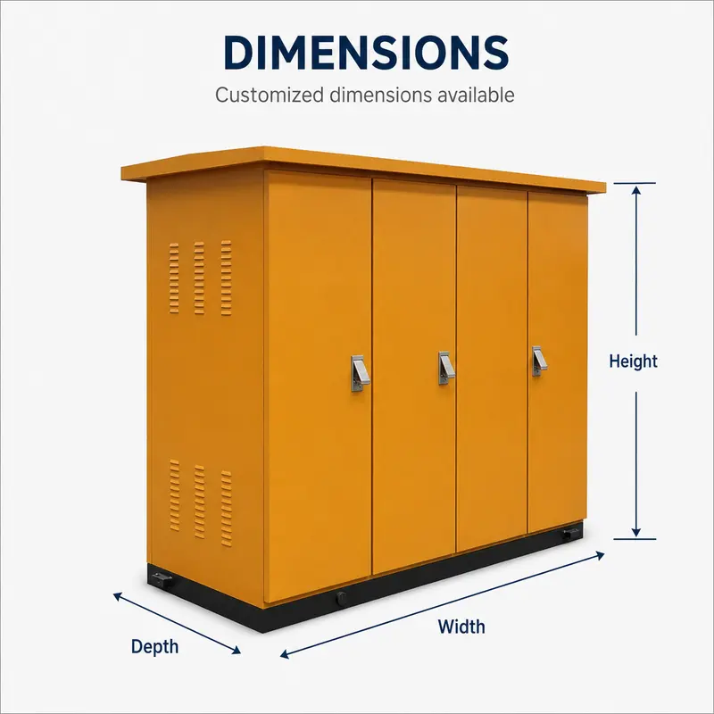 750 / 1000 / 2550 kVA American-style Compact Substation — dimensions and layout