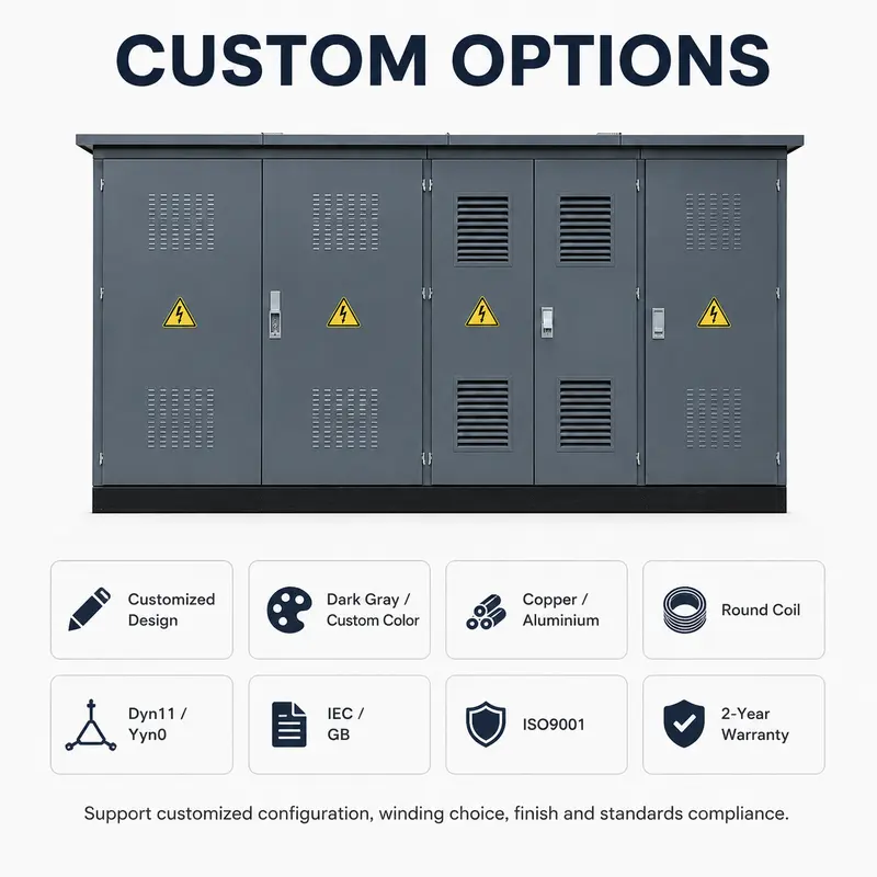 Customized 1250 kVA 20/0.4 kV European Box-type Substation — customisation options