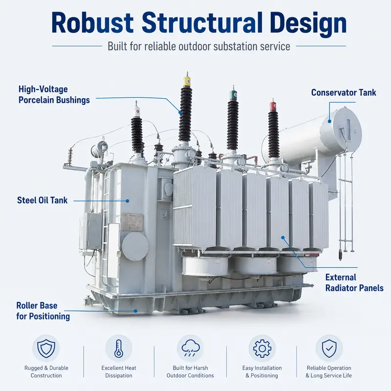 Customized 25 MVA / 31500 kVA Power Transformer 66–72.5 kV — specification and nameplate detail