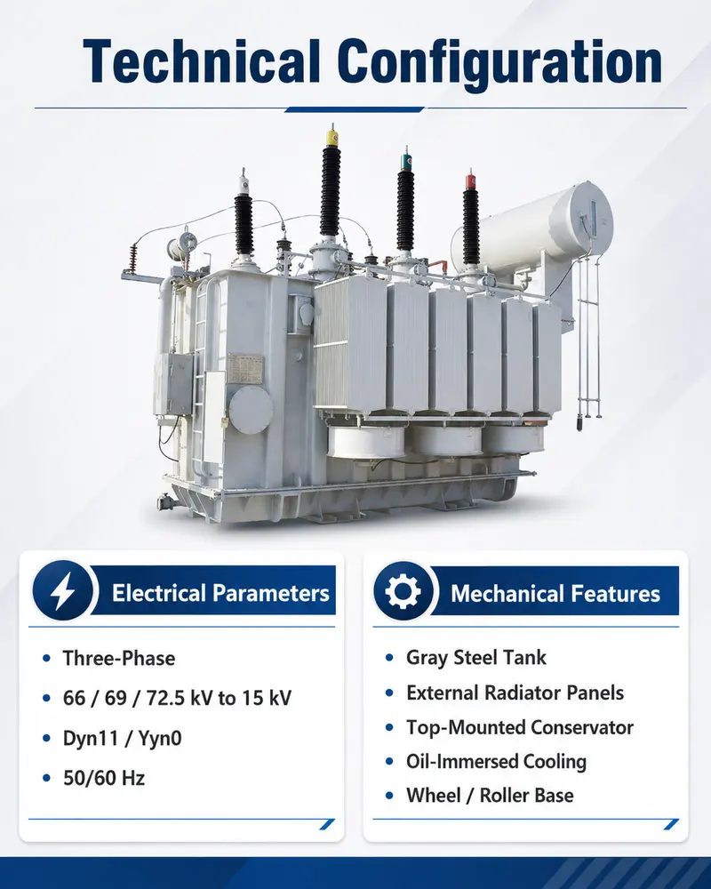 Customized 25 MVA / 31500 kVA Power Transformer 66–72.5 kV — workmanship detail