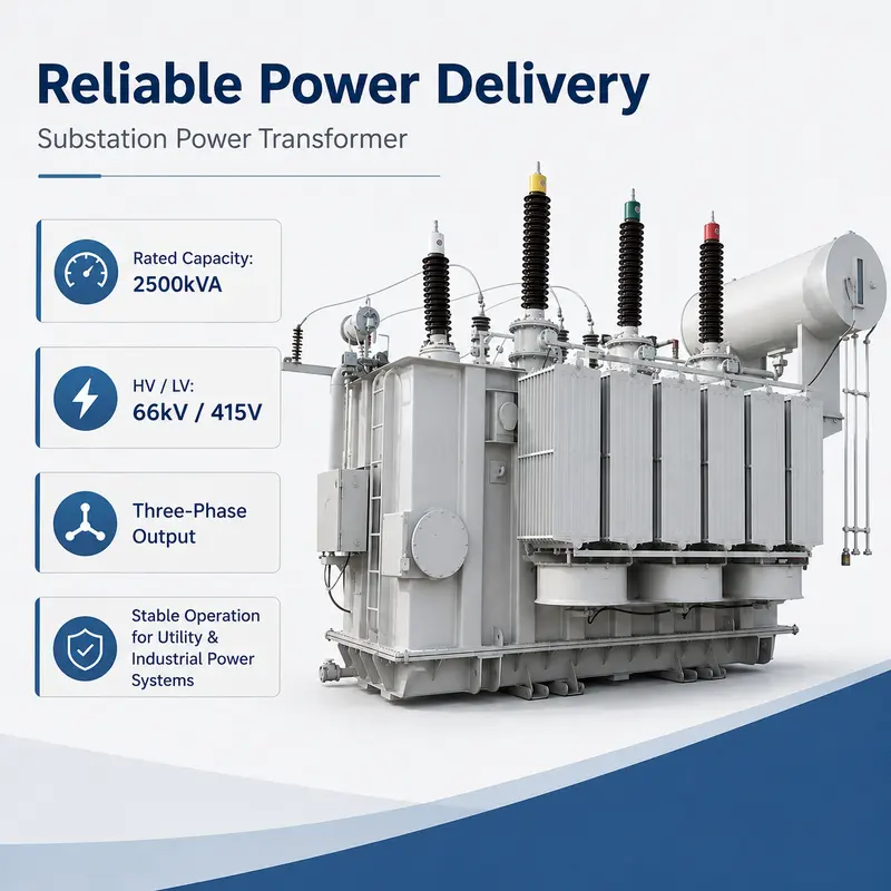 Customized 2500 kVA Three-Phase Oil-Immersed Power Transformer 66 kV / 415 V — construction and materials detail