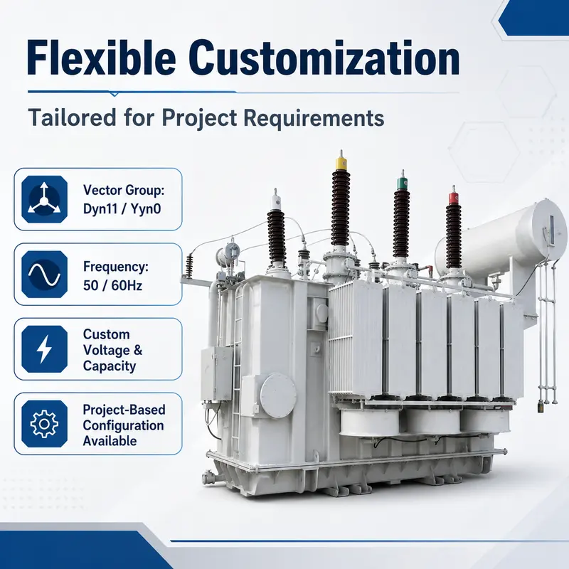 Customized 2500 kVA Three-Phase Oil-Immersed Power Transformer 66 kV / 415 V — typical application