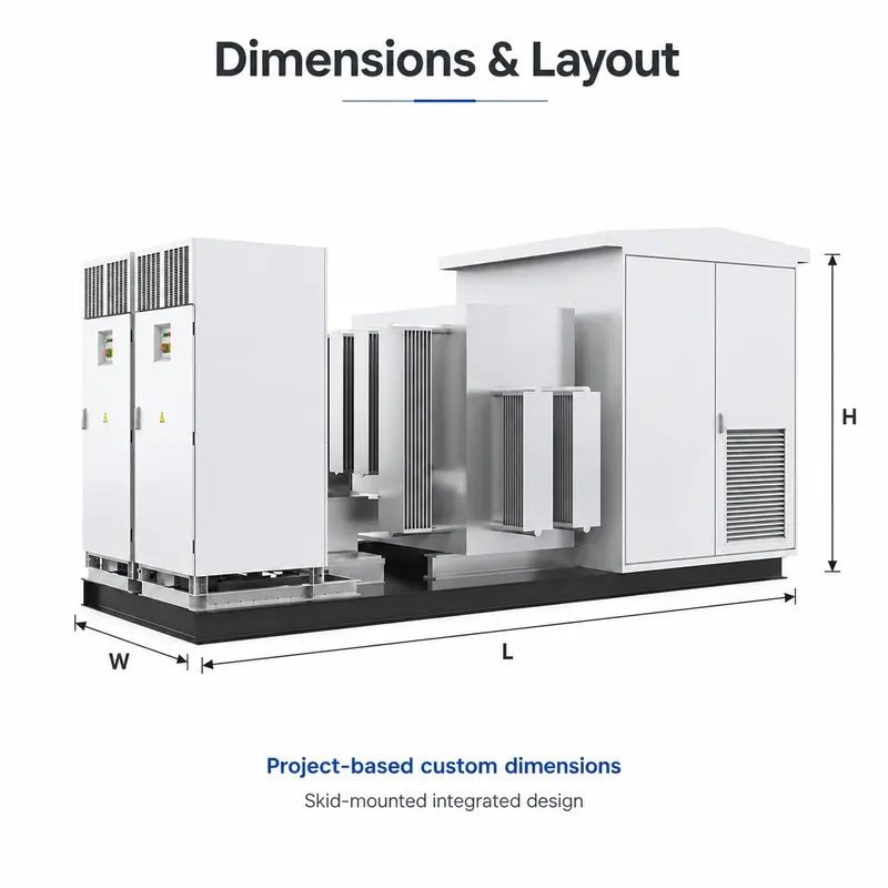 Energy Storage Converter-Booster Integrated Machine (10/15 kV) — dimensions and layout