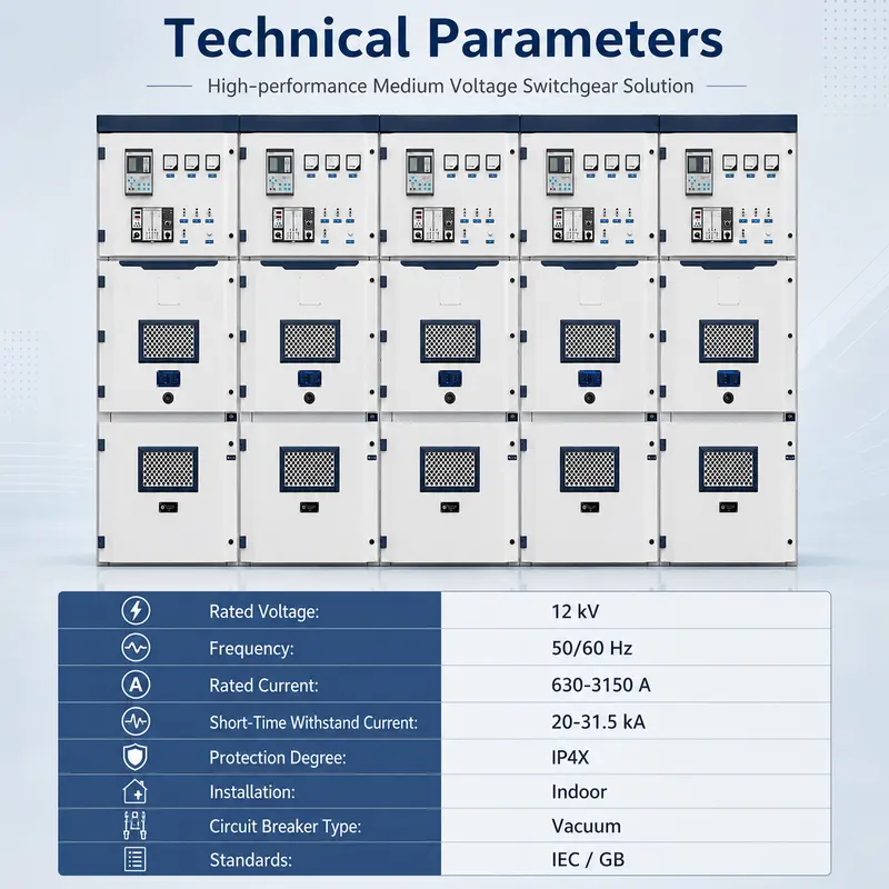 Intelligent 12–24kV Metal-Clad HV Switchgear, 4000A, Stainless Steel IP65 — internal structure