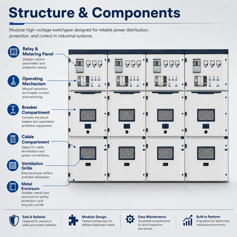 Intelligent 12–24kV Metal-Clad HV Switchgear, 4000A, Stainless Steel IP65 — workmanship detail