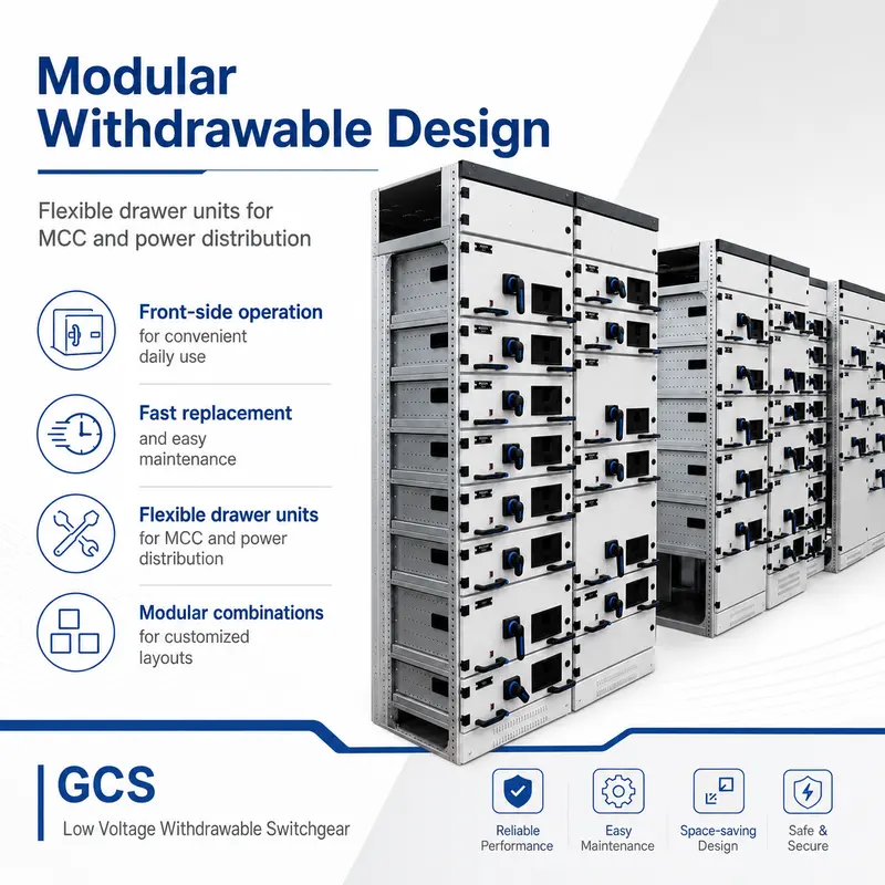 Low Voltage GCS Withdrawable Switchgear, 1kV / 630A (Indoor, IP65, Energy Saving) — construction and materials detail