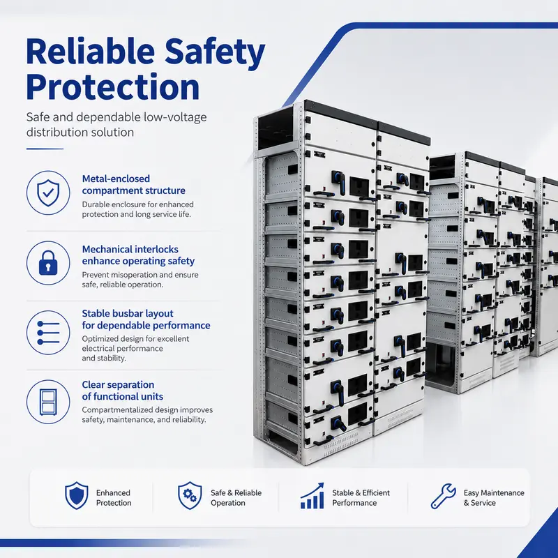 Low Voltage GCS Withdrawable Switchgear, 1kV / 630A (Indoor, IP65, Energy Saving) — specification and nameplate detail