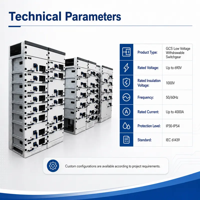 Low Voltage GCS Withdrawable Switchgear, 1kV / 630A (Indoor, IP65, Energy Saving) — internal structure