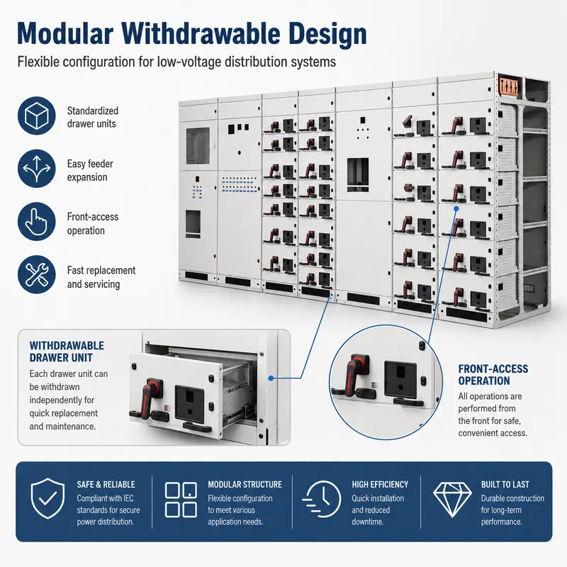 Low Voltage Power Distribution Switchgear, 800V / 630A (GCS, IP65) — construction and materials detail