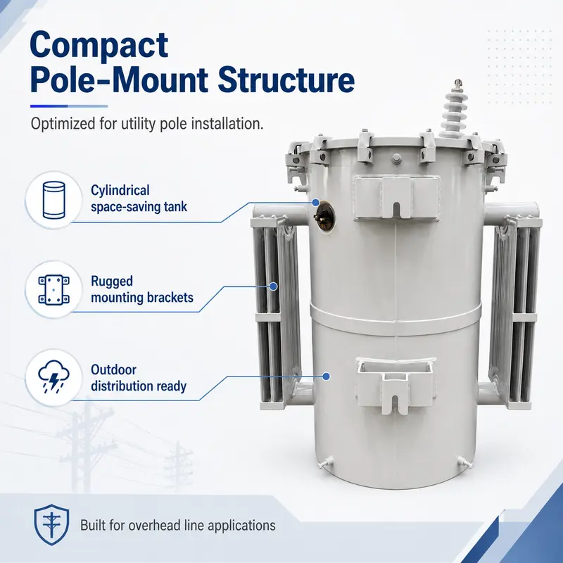 Oil-Filled 250 kVA CSP Single-Phase Pole-Mounted Distribution Transformer — safety and protection features