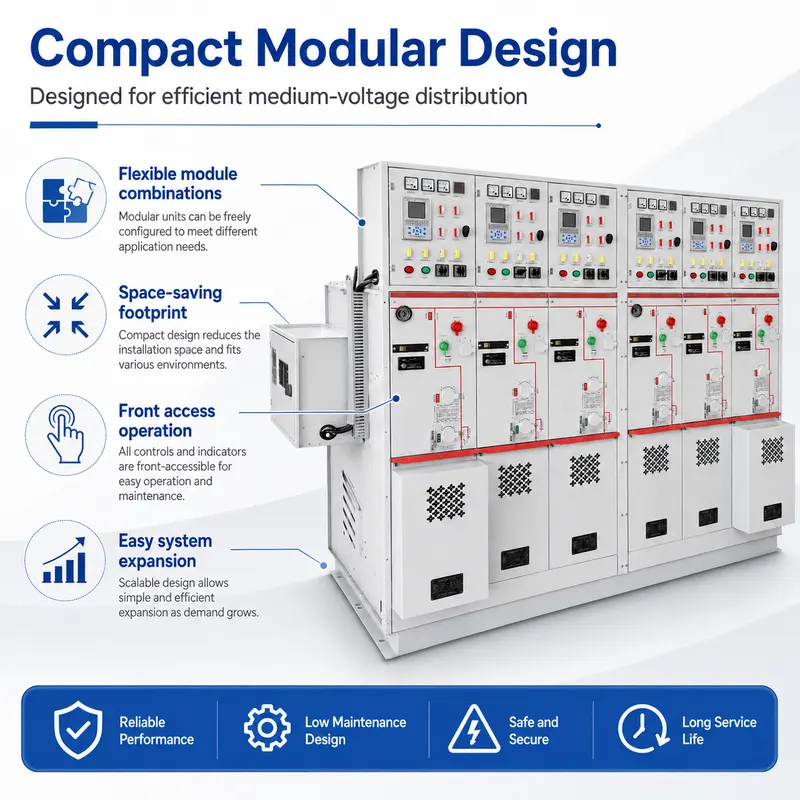 SF6 Intelligent Ring Main Unit, 12–33kV (630–2500A, Solid-Insulated, Indoor) — construction and materials detail
