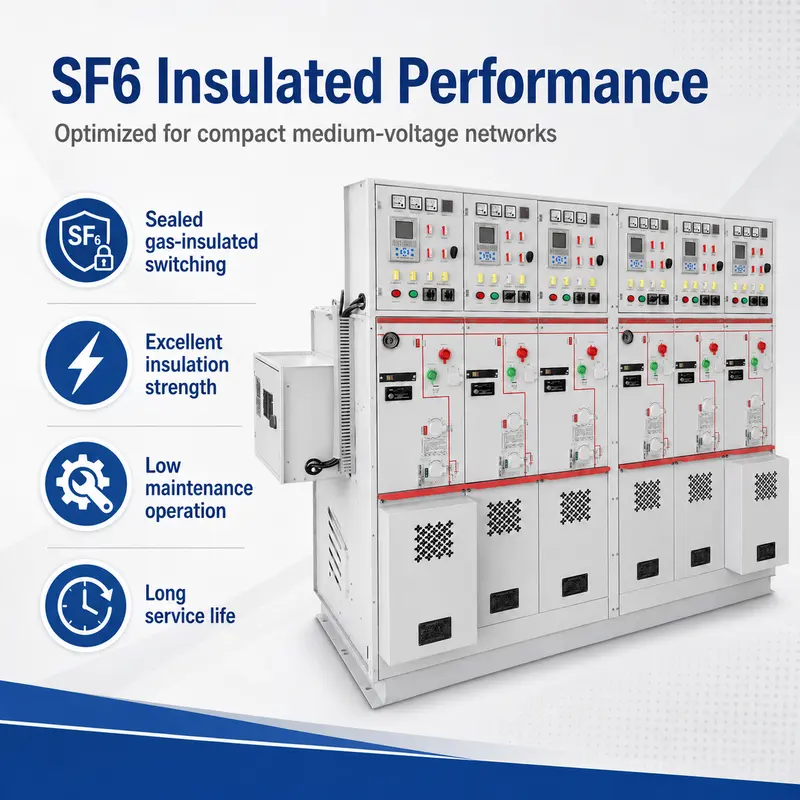 SF6 Intelligent Ring Main Unit, 12–33kV (630–2500A, Solid-Insulated, Indoor) — safety and protection features