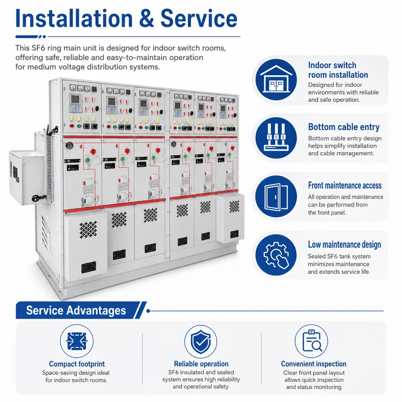 SF6 Intelligent Ring Main Unit, 12–33kV (630–2500A, Solid-Insulated, Indoor) — customisation options