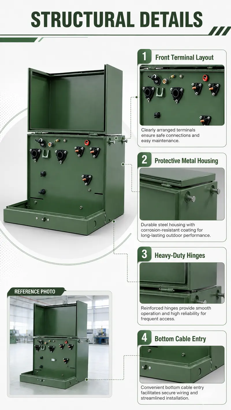Single-Phase Pad-Mounted Transformer, 37.5–167kVA (12.47/34.5kV to 120/240V) — internal structure