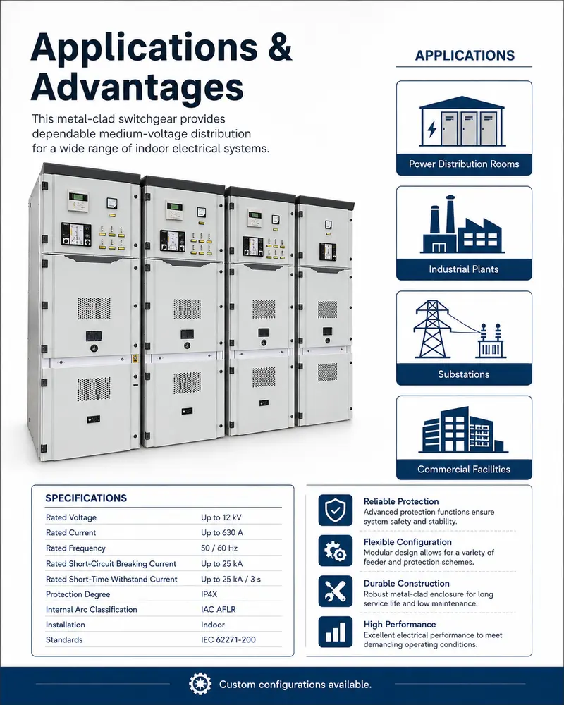 Smart 12–35kV Metal-Clad Switchboard / Distribution Panel, 4000A, IP65 — customisation options